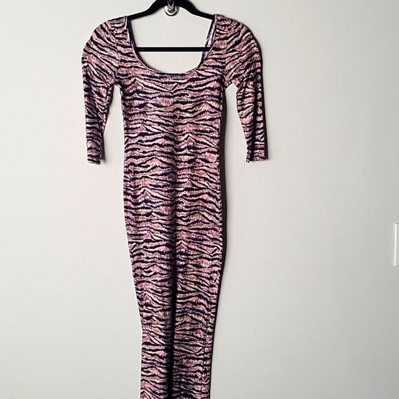 NEW Asos Midi Bodycon Dress Brown Black Animal Print Sexy Fitted Stretch XS 2 - Picture 3 of 6